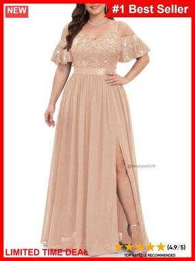 Plus Size Sequin Lace Off Shoulder Formal Bridesmaid Maxi Dress
